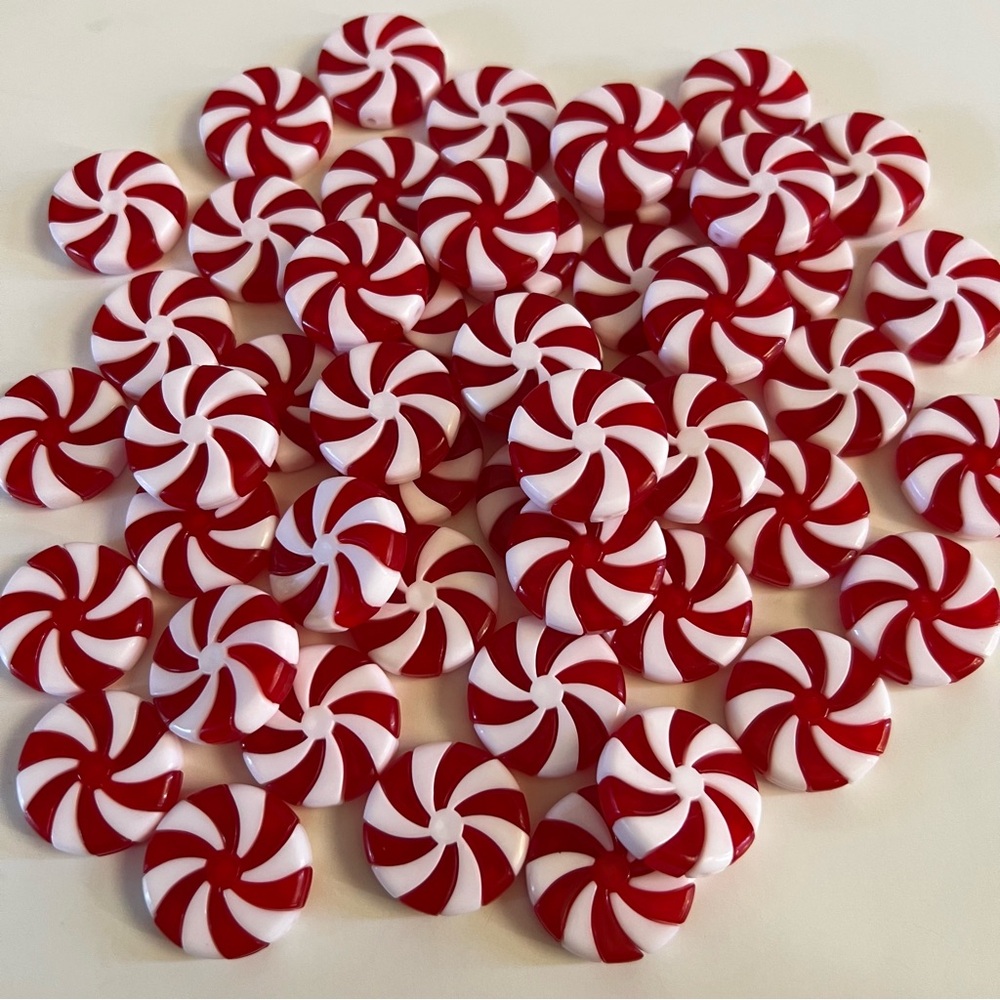 10 pcs Christmas Peppermint Candy Cane Charms Beads Slime Cabochon Flatback